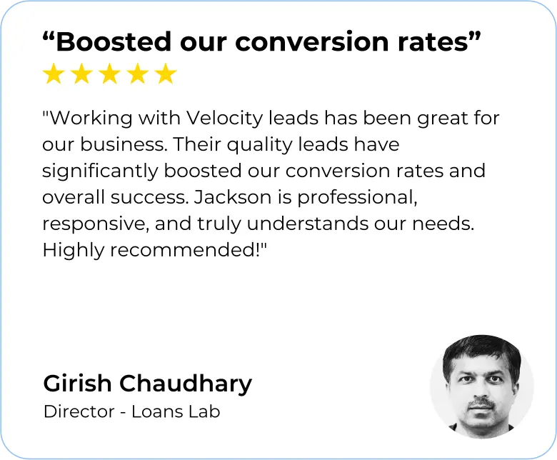 Five star review from Girish Chaudhary, Loans Lab