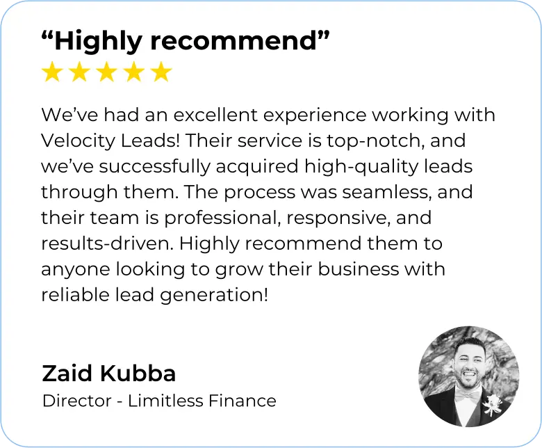 Five star review from Zaid Kubba, Limitless Finance